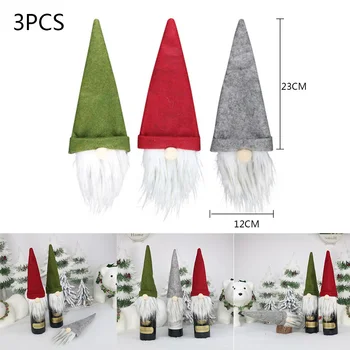 

3pc Christmas Faceless Wine Bottle Cover 23*12cm Champagne Decorated Wine Bag Gift Pendant Doll Ornament Door Tree Decoration
