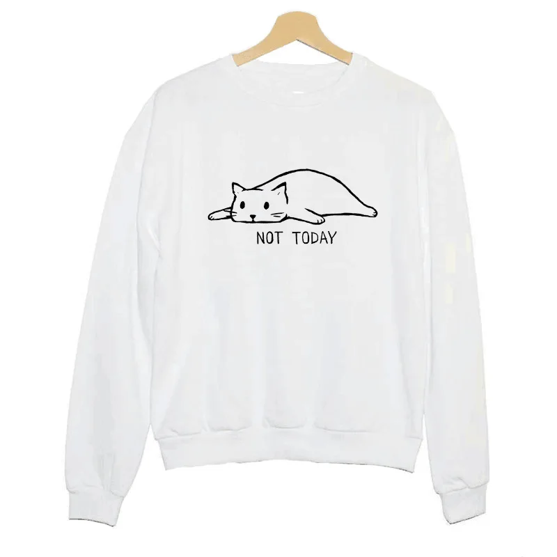 Not today женские толстовки harajuku японский розовый Свитшот женские кошки Уличная Повседневная Пуловеры с надписями любовь плюс размер