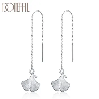 

DOTEFFIL 925 Sterling Silver Classic Ginkgo Biloba Earrings Charm Women Jewelry Fashion Wedding Party Gift