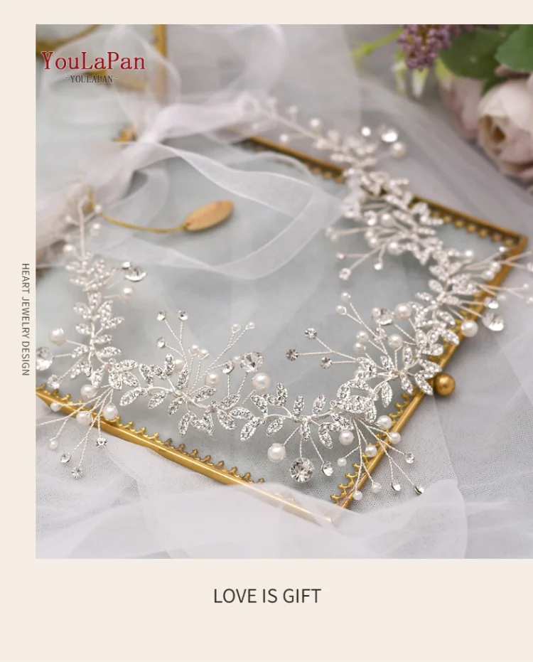 TOPQUEEN HP233 Wedding Hair Ornaments for Women Tiaras Bridal Rhinestone Headband Alloy Leaves Wedding Headpieces Headwear