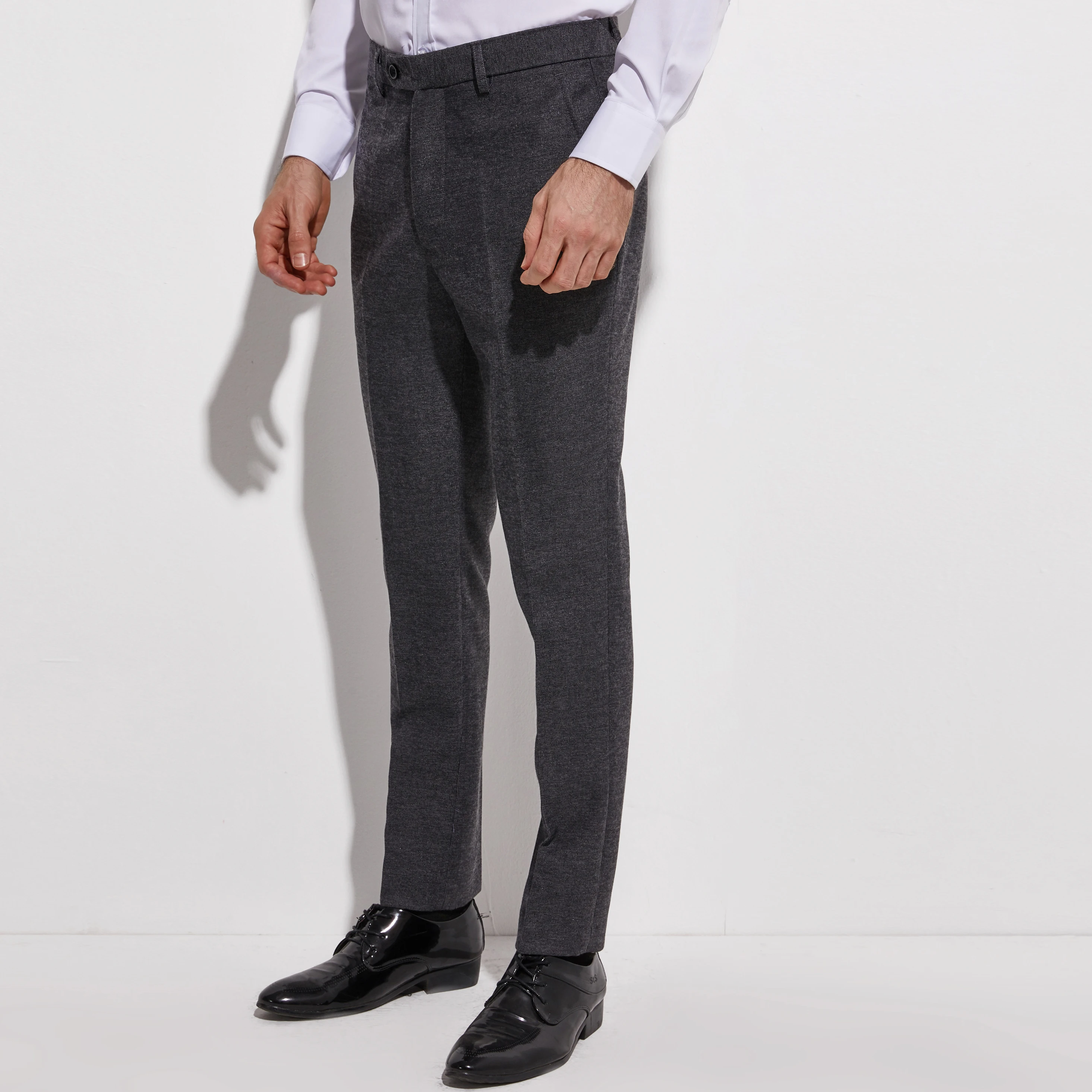 Warm Charcoal Grey Subtle Stripe Brushed Wool Blend Suits For Winter Custom Made Slim Fit Warm Suits For Winter,Heavy Wool