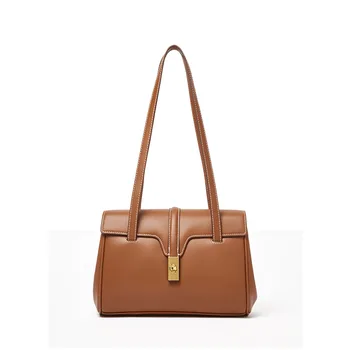 

Genuine Leather Large Capacity Tote Bag Underarm Cowhide Single Shoulder Bag Soft Retro Commuter Female Business Travel Bag