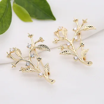 

2PCS 30x42MM 24K Gold Color Plated Brass with Zircon Tree Brooch High Quality DIY Jewelry Making Findings Accessories