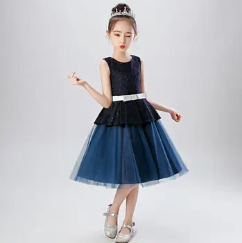 

2019 New Baby Girls Bow Belt Mesh Vest Dresses, Princess Kids Elegant Clothing 6 pcs/lot,Wholesale