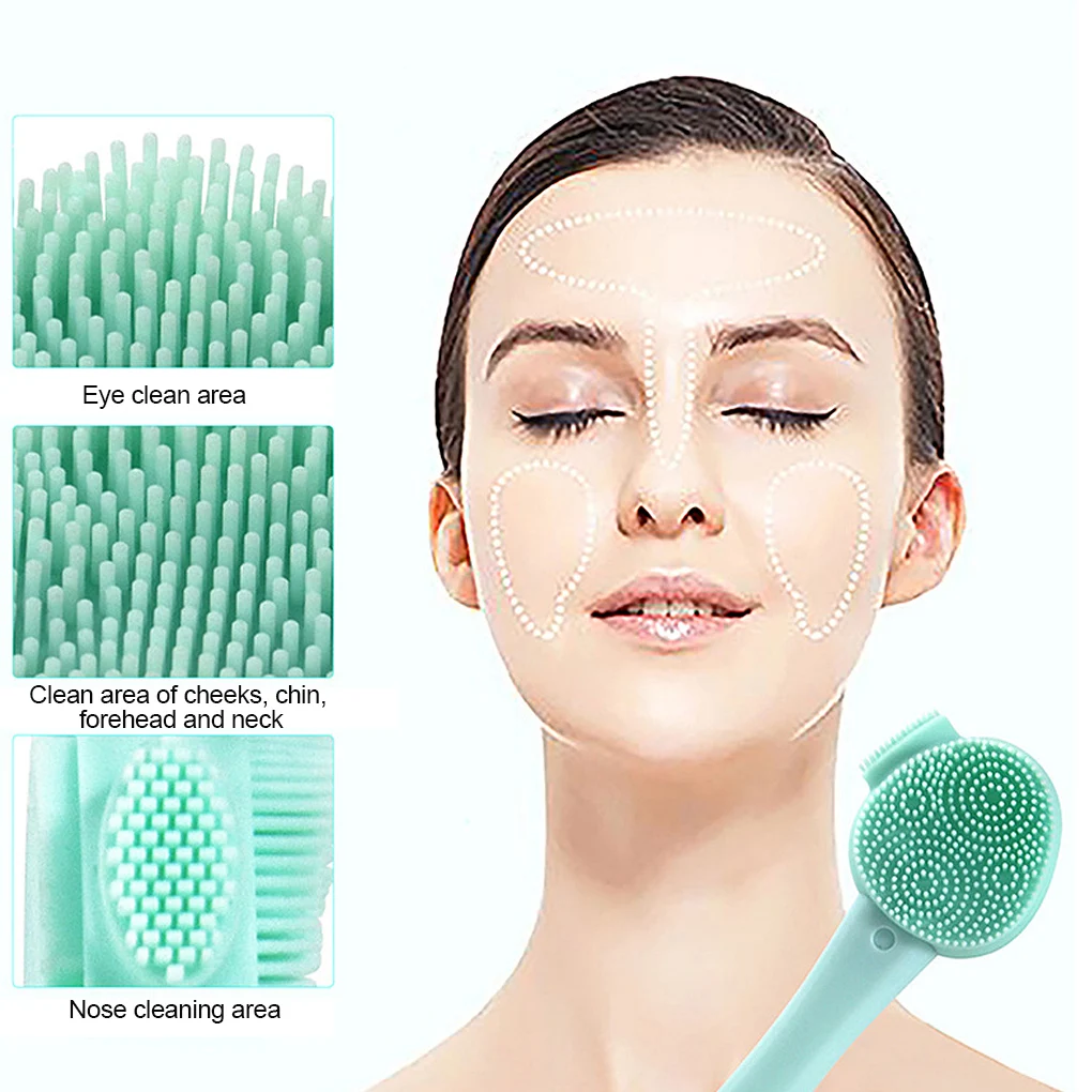 Double Side Silicone Facial Cleanser Brush Soft Hair Face Massage Washing Brush Blackhead Remover Portable Skin Care Tool