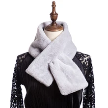 Теплый шарф из искусственного кроличьего меха, женский зимний Повседневный толстый женский шарф-шаль, шарф на шею, милый модный однотонный плюшевый шарф, осенние корейские шарфы