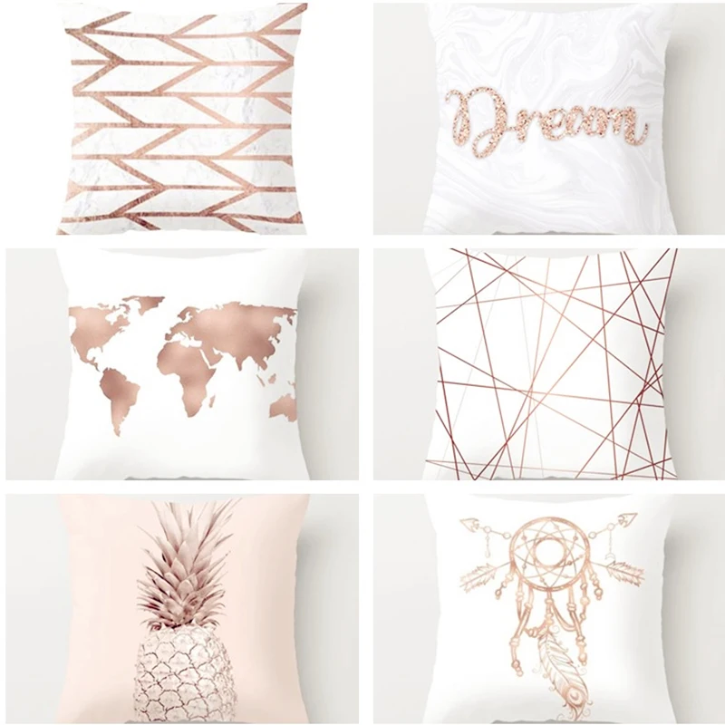 

2019 Pink Geometric Nordic Cushion Cover Tropic Pineapple Throw Pillow Cover Polyester Cushion Case Sofa Bed Decorative Pillow
