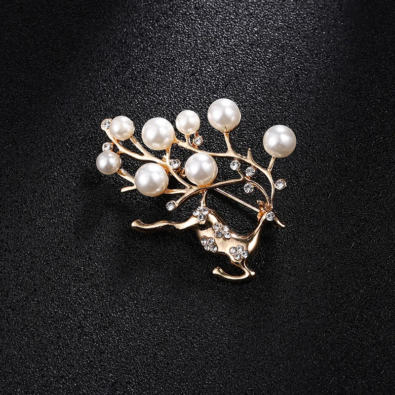 POYAMUSE Fashion Elegant Pearl Crystal Snowflake Brooch Pin for Women Girls Wedding Soiree Party Jewelry