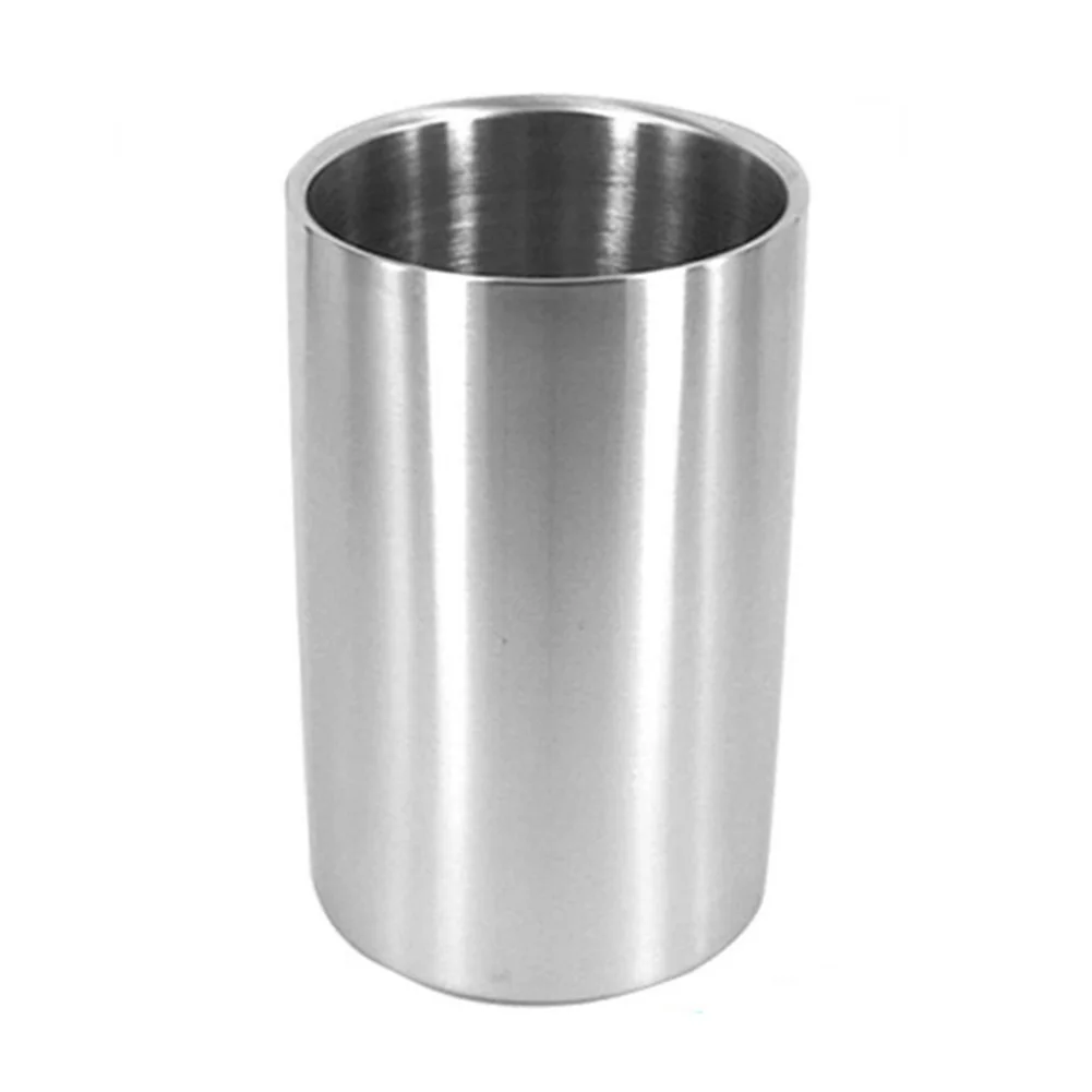 Stainless Steel Double-Walled Heat Insulated Ice Cube Bucket Round Container Bucket Wine Ice Cooler Beer Cabinet Kitchen Tool