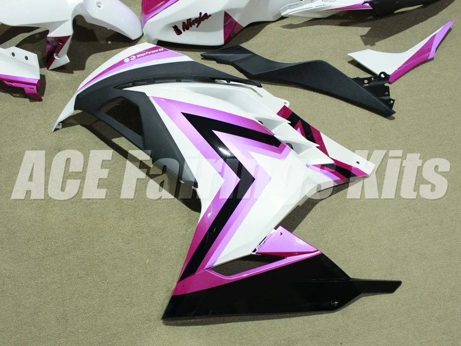 ABS полный обтекатель комплект для Kawasaki Ninja300 EX300 300R 2013 13 14 15 16 17 Обтекатели+ крышка бака розовый белый