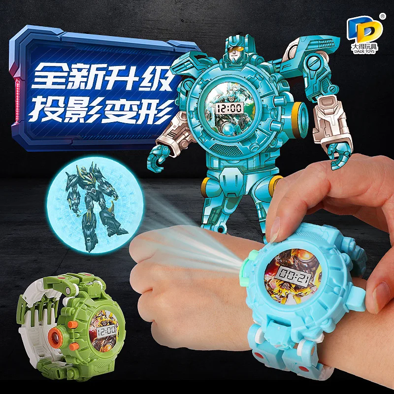 

Much Projection Transformation Toy Watch Boy Educational Jingang Shining Transformation Robot Models