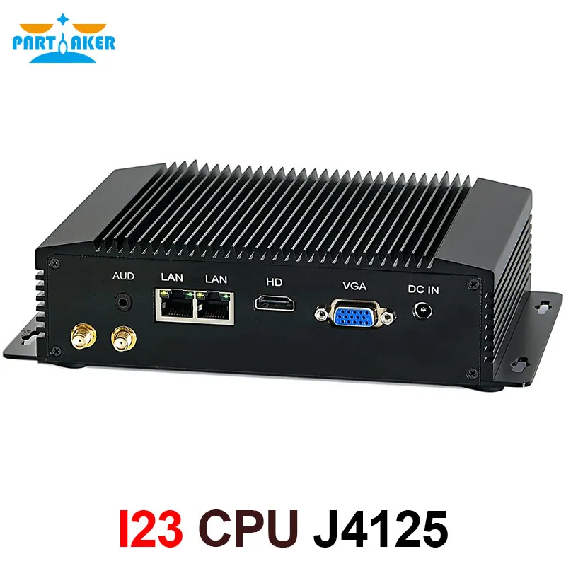 Partaker I23 Intel Celeron J4125 Industrial Mini PC 2 Lans 2 COM Rs232 Rugged Metal Desktop Computer Windows10 Linux WiFi fanless mini desktop pc intel celeron j1800 j1900 2 gigabit ethernet rs232 vga hd 4usb industrial mini computer wifi windows10