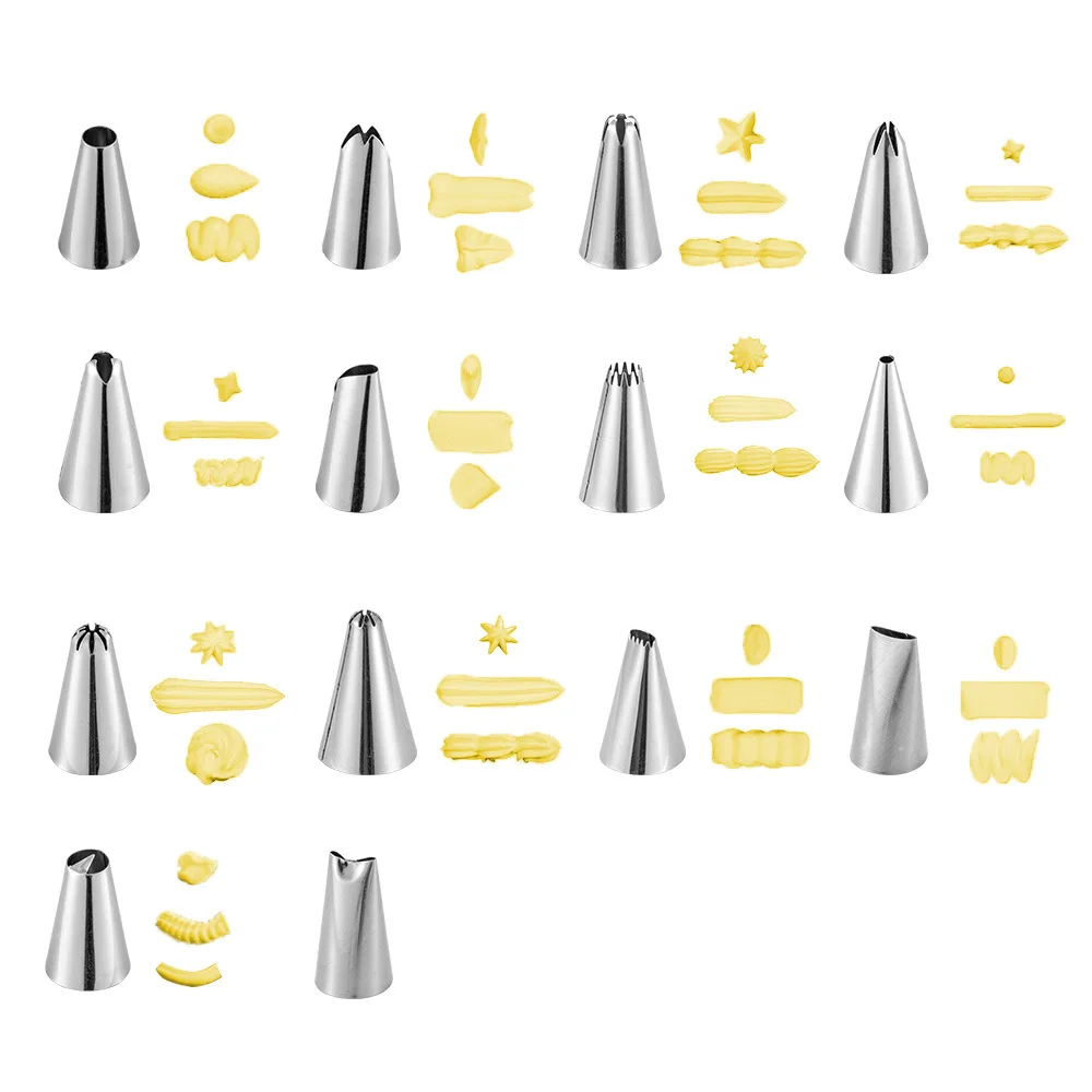 Decorating Nozzle Baking Suit 20 Pieces Household Novice Cream Cake Soluble Bean Bakery Pattern Decorating Tool Set
