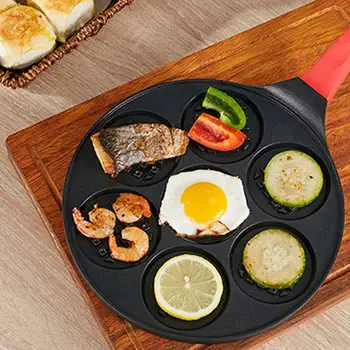 

Seven-hole Breakfast Pot Multi-function Flat Bottom Porous Frying Pan Non-stick Egg Dumpling Pot Breakfast Omelette Mold