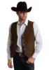 Men's Cow Leather Western Denim Suit Vest Steampunk Style Waistcoat Single Breasted Chaleco Hombre 2