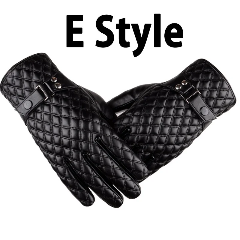 New Winter 1 Pairs Fashion Full Palm Touch Screen Gloves Warm PU Leather Gloves Windproof Lightweight Man In Cold Weather - Цвет: 05