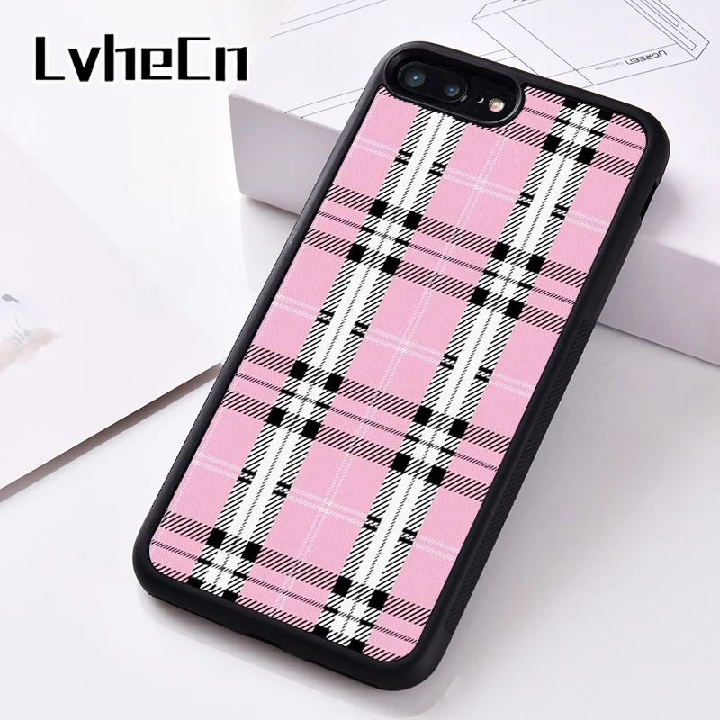 Силиконовый чехол для телефона LvheCn розовый клетчатый iPhone 6 6S 7 8 Plus 5 5S SE X XS XR 11 PRO MAX |