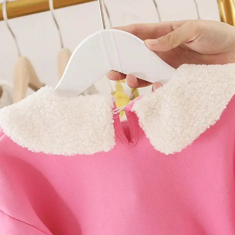 Повседневный детский пуловер для маленьких девочек; хлопковая кашемировая утепленная удобная флисовая одежда с принтом; свитер с кукольным воротником
