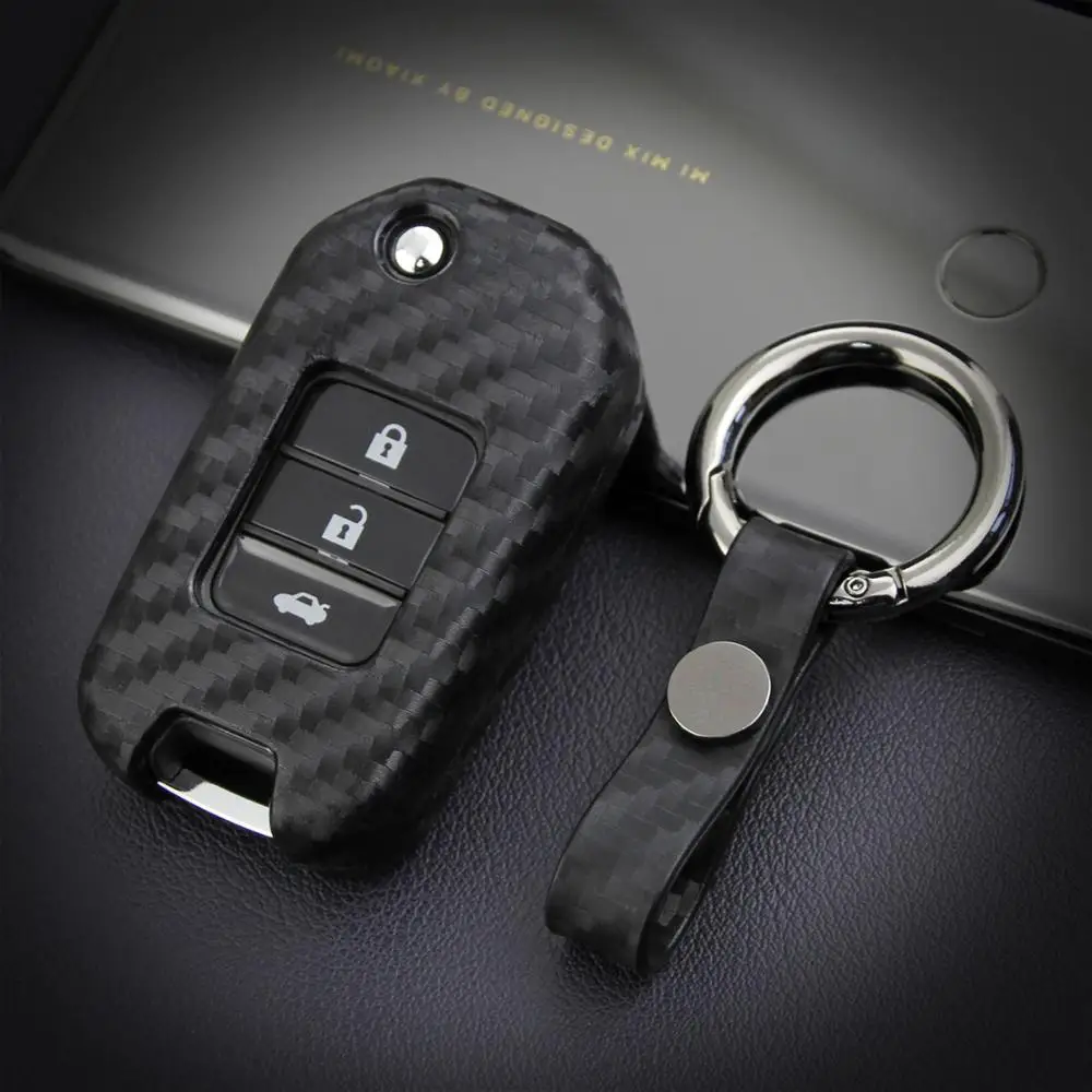 

Car Flip Key Cover Case For Honda Vezel Civic Jazz Crv Hrv Accord Fit Dio Pilot Freed Forza 300 2015-2019 2020 Key Ring Styling