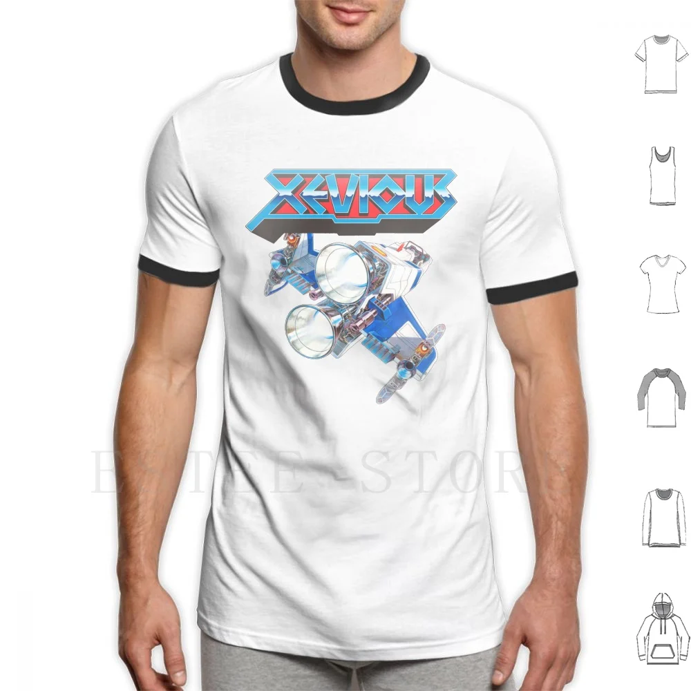 Xevious Logo (Nave) T Shirt Stampa Cotone Giappone Gaming Retro Gamer Shmup Namco Space Invasers Videogiochi Videogioco Msx Pc