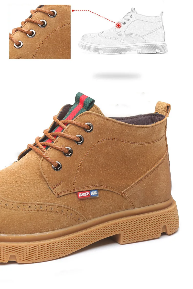 Autumn Winter Men's Work Boots Leather Casual Shoes Fashion Men Leather Ankle Short Boots Luxury Brand Men Bullock Boots 2a