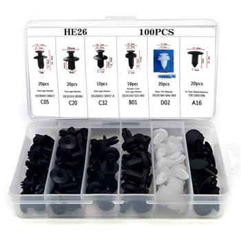 

100pcs Car Fastener Clip Mixed Car Body Push Retainer Pin Rivet Bumper Door Trim Panel Retainer Fastener Kit