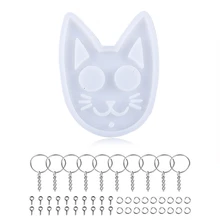 Crystal Epoxy Resin Molds Cat Keychain Pendant Silicone Mold DIY Resin Art Crafts Polymer Clay Jewelry Making Tools Set