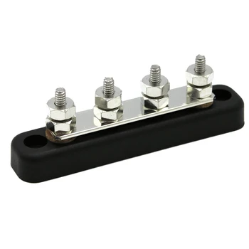 

4 Terminal Electric Cable Connector Point Power Distribution Block – Black