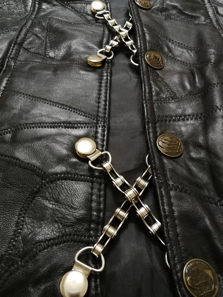 EXCELSIOR Unisex Metal And Leather Chrome Durable Motorcycle Vest