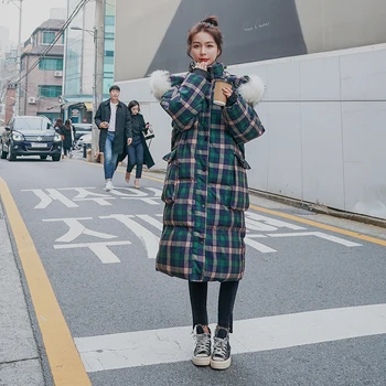 

2020New Fashion Design Winter Jacket Women Plaid Warm Cotton Padded Coat High Quality Thicken Keep Warm Female Long Parka M36