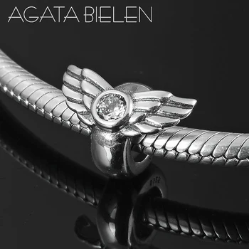 

Free flying wing With Clear CZ 925 Sterling Silver Spacer Stopper Beads Jewelry making Fit Original Women Pandora Charm Bracelet