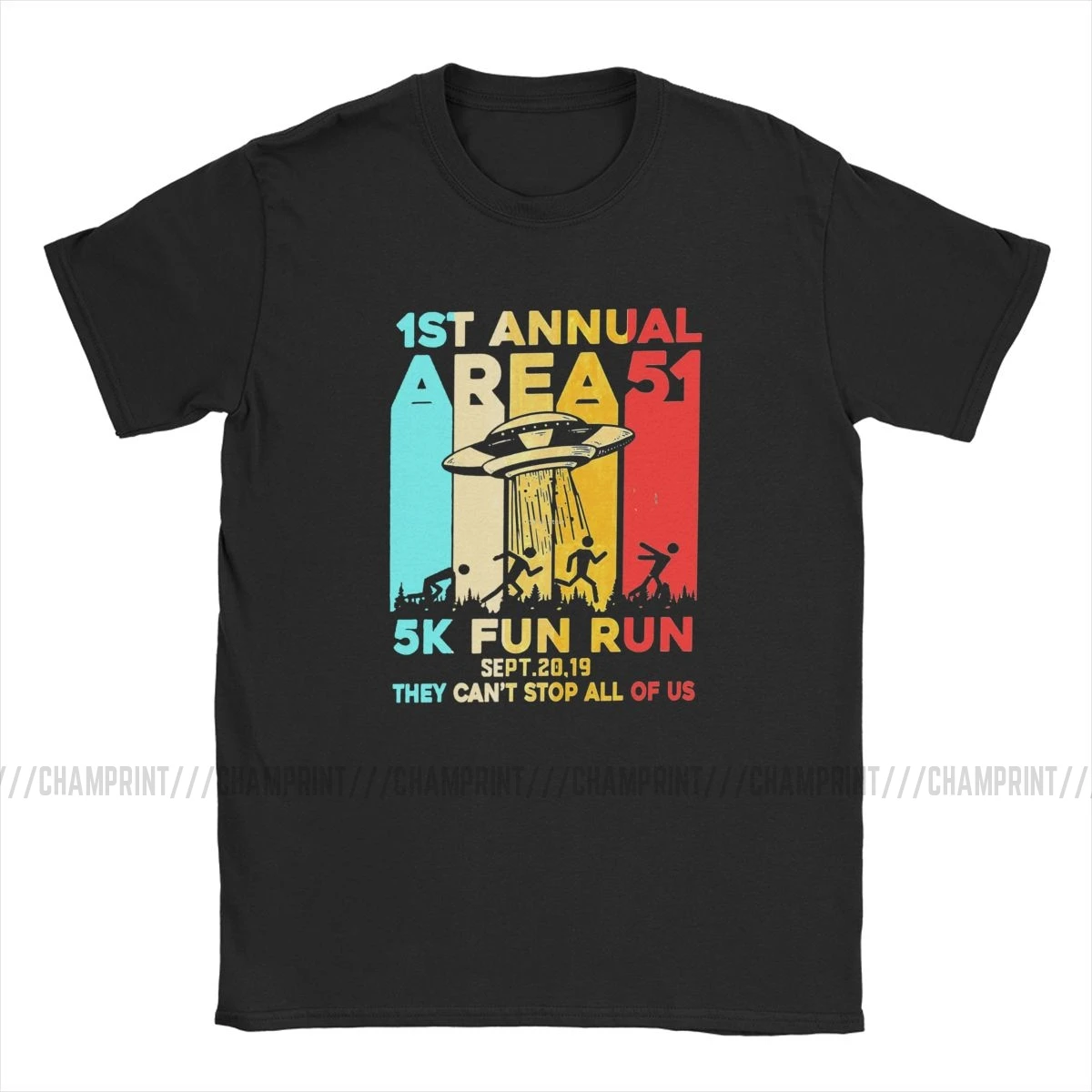 5K Fun Run They Cant Stop Us All винтажная Мужская футболка Storm District 51 Alien UFO Винтажная Футболка