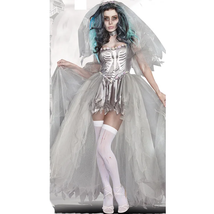 Хэллоуин Косплей Костюм Невеста-Зомби костюм вампира мяч ведьмы Призрак костюм невесты