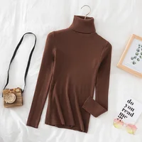 Croysier Turtleneck Women Autumn Winter Pullover Sweater Basic Casual Slim Stretch Soft Ribbed Knitted Top Woman Sweaters 2023 - Image 2