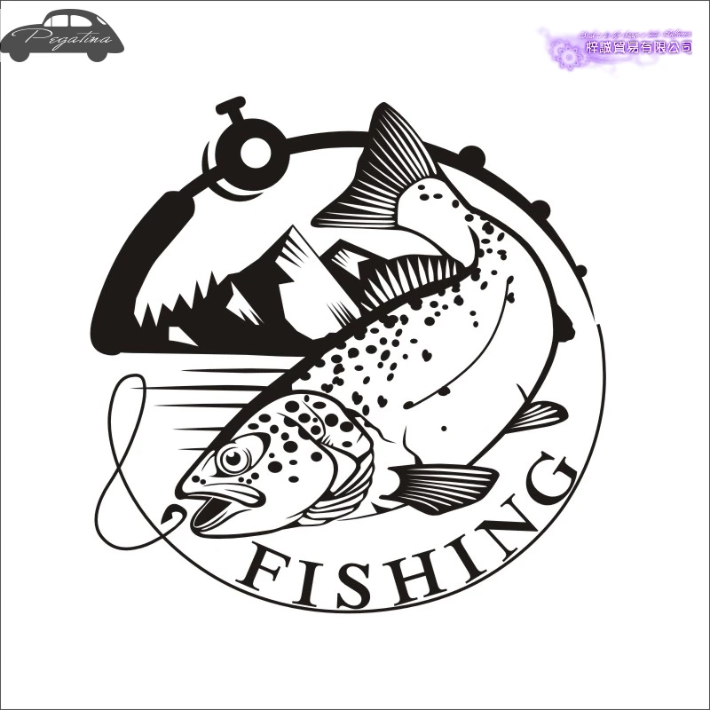Pegatina Trout Fish Fishing Car Decal Squid Posters Boat Decals Decor Mural Wall Sticker Angling Hooks Shop Vinyl