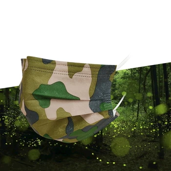 

10pcs Camouflage Green Adult&Children Mouth Mask Three-layer Non-woven Fabric Waterproof and Dustproof Face Mask Elastic Earhook