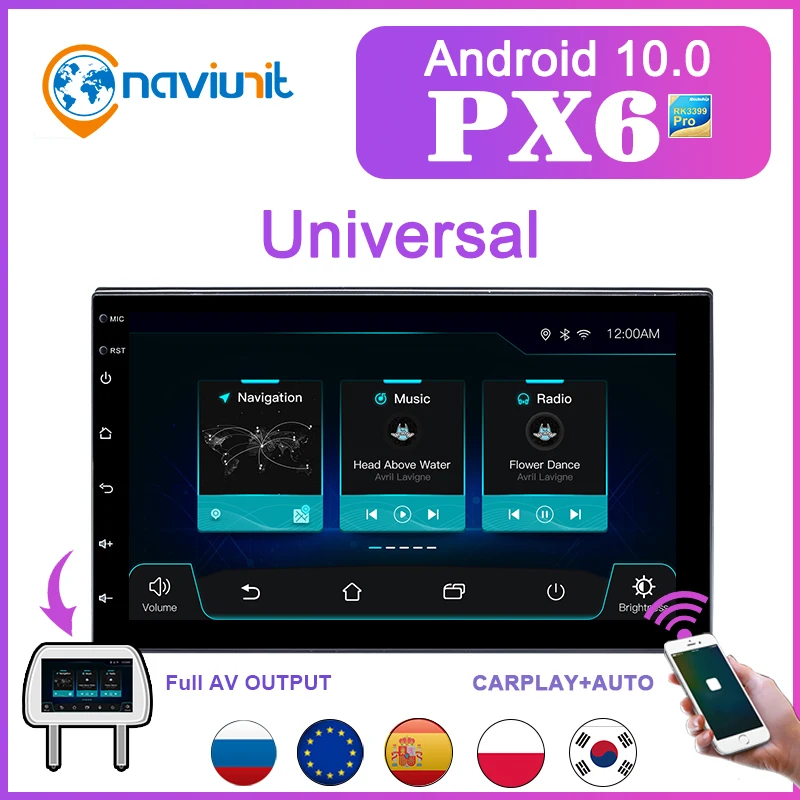 Универсальный PX6 магнитола 2 din android 10 с экраном автомагнитола для Nissan X-Trail Qashqai Versa