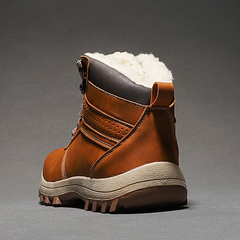 Новая мужская обувь зимние теплые кожаные ботинки высокого качества удобные модные зимние уличные ботинки на меху и плюше на шнуровке большой размер 48