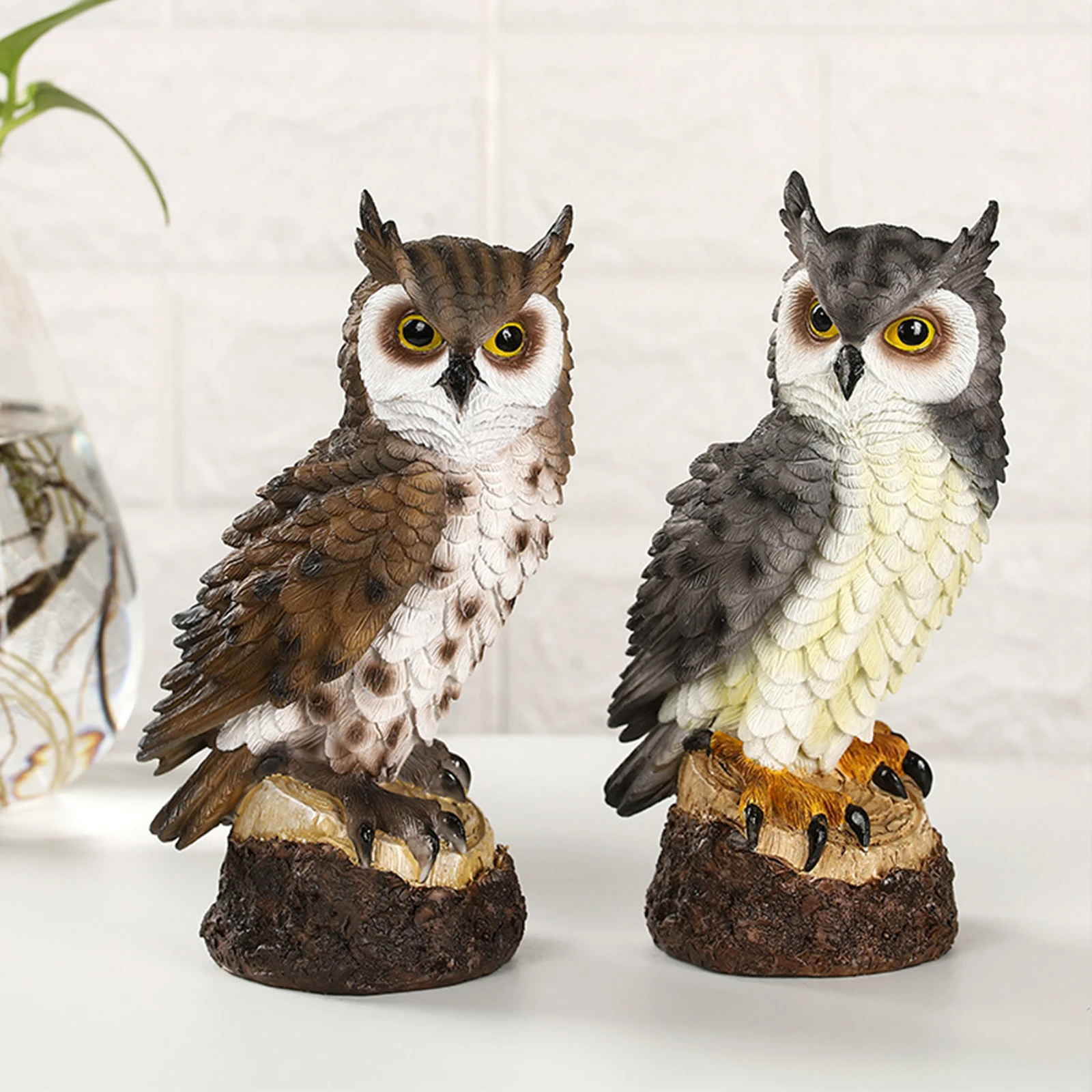 Creative Resin Owl Statue Bird Garden Sculpture Art Figurine Decorations