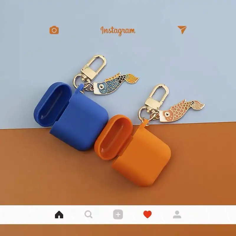 LOVERONY Bluetooth наушники силиконовый чехол для AirPods 2 1Earpods Защитная крышка с брелком милый Koi кулон Coque Air pods 2