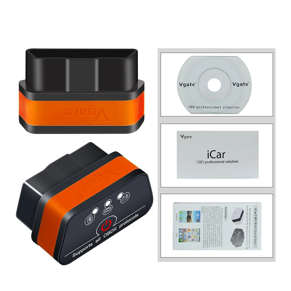 Новейший Vgate iCar 2 Bluetooth ELM327 OBD2 считыватель кодов iCar2 для Android/PC(4 цвета