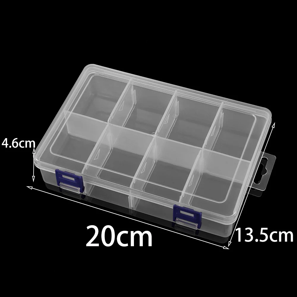 20 x 13.5 x 4.6CM Все виды пластиковых регулируемых квадратных/круглых прозрачных аксессуаров для ювелирных изделий, бусин, таблеток, коробка для хранения ногтей, чехол-Органайзер - Цвет: 20 x 13.5 x 4.6CM