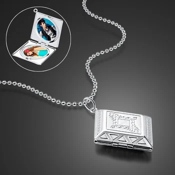 

New Creative Custom Photo Necklace100% 925 sterling silver DIY Photo Box Pendant Chain Fashion Jewelry for Men & Women