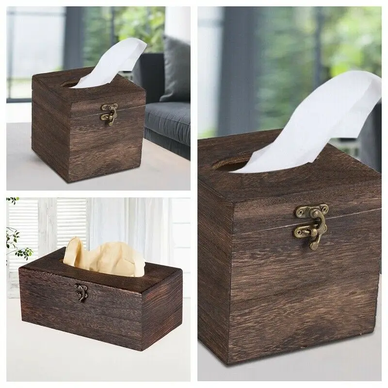 

Paper Rack Wood Storage Tissue Box Car Home Rectangle Shaped Tissue Box Container Towel Napkin Tissue Dispenser Organizer Holder