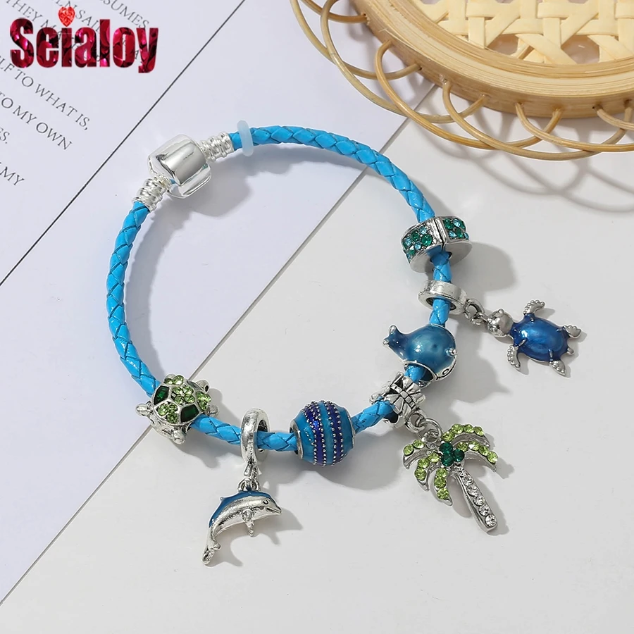 Seialoy Dichroic Glass Charm Bracelets For Women Men Original Unicorn Heart  Beaded Couple Bracelet Bangle Lovers Jewelry Gifts