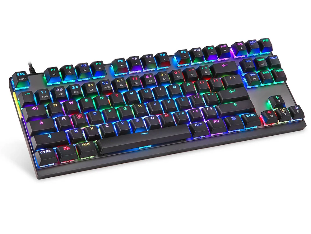 Подлинная Motospeed K82 английская/Русская Механическая игровая клавиатура RGB светодиодный USB Проводная 87 клавиш клавиатура для компьютерного геймера