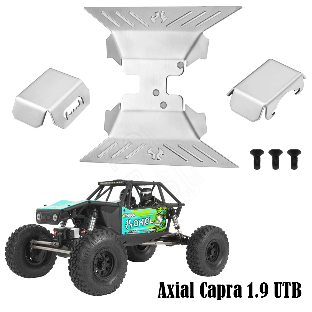 Chassis Stainless Steel Skid Plate Armor Front Rear Axle Differential Protector for 1/10 RC Crawler Axial Capra 1.9 UTB AXI03004 rc car chassis armor