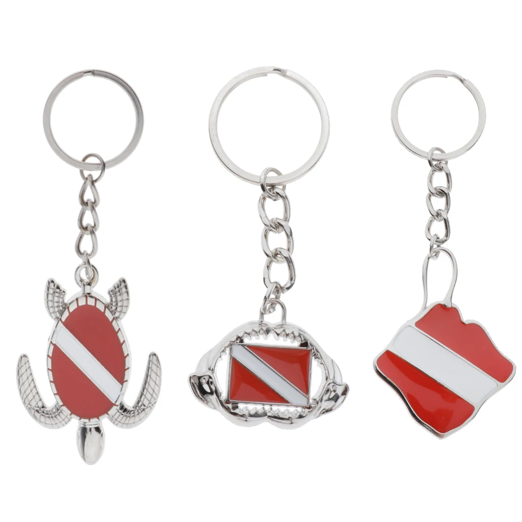 Alloy Diving Diver Key Chain KeyChain Dive Flag Sea Shark Turtle Key Ring Chain Water Sports