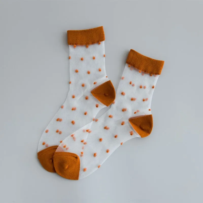 Женские носки cristal seda punto chica punto imprimir transparente verano zapatillas invisibles calcetines mujer harajuku fuzzy - Цвет: pattern type	solid1