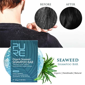 

Hair Care 100% Pure Seaweed Shampoo Bar Gentle for Nourishing Hair Anti Dandruff Itchy Scalp Hamdmade Soap Wash